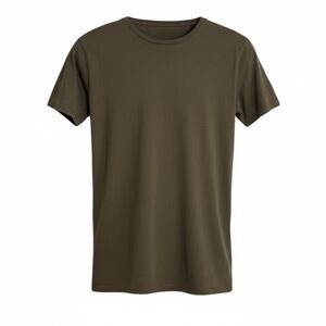 Zara Crew Neck Cotton Stretch Short Sleeve T-Shirt Solid Olive Green Size Small